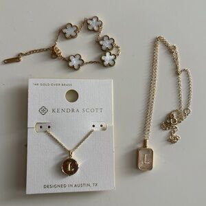 Kendra Scott gold L initial necklace bundle